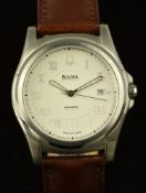 Bulova Accutron gentleman's automatic wristwatch with date aperture, silver hands and Roman