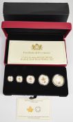 Royal Canadian Mint cased limited edition 2022 proof silver Maple Leaf five coin fractional set,