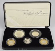 Royal Mint cased limited edition (of 5000) 2007 proof Piedfort silver coin set comprising five coins