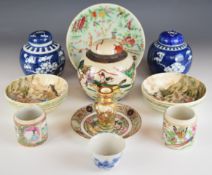 Chinese /Japanese 19th / 20thC porcelain ginger jars, plate, bowls, vases, teabowl etc, tallest