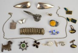 A collection of jewellery including Liberty cufflinks, two pairs of silver cufflinks, silver