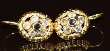 A pair of 18k gold earrings set with spinel and paste, 3.1g