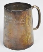 George V hallmarked silver mug with inscription for the Ross Regatta (Ross of Wye) 1922 pair oar