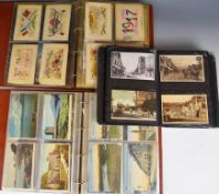 Postcards from WW1 and later including 20 decorated embroidered silk cards sent from France 1914-
