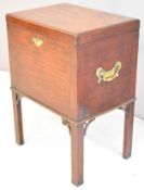 19thC twin handled mahogany cellarette raised on four straight square legs, W45 x D36 x H63cm