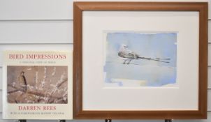 Darren Rees (British b1961) watercolour scissor tailed wagtail, 23 x 31cm, together with a signed