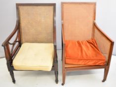 Two 19thC mahogany armchairs, one with inlaid decoration, tallest 96cm