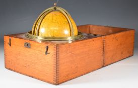 Cary & Co. 7 Pall Mall London celestial navigation star globe with brass rings and frame, in