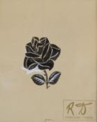 [Bianchini-Ferier] Raoul Dufy (1877-1953) original black ink wash on parchment of a single rose