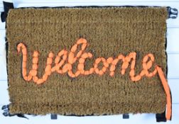 Banksy Welcome doormat, in original Love Welcomes box with Gross Domestic Product label, produced in