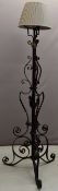 Arts & Crafts wrought iron and brass adjustable standard oil lamp stand, height at lowest setting