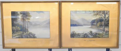 William North pair of signed watercolours Derwentwater’s Castle Head and Frairs Crag, Keswick, 19