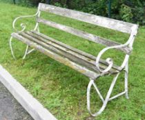 Wrought iron garden bench, W180cm