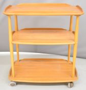 Ercol mid century modern elm tea trolley, W70 x D46 x H74cm