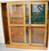 Vintage glazed mahogany shop fitting haberdashery display cabinet with sliding doors and facility
