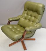 Stressless / Ekornes style leather Chesterfield reclining swivel armchair