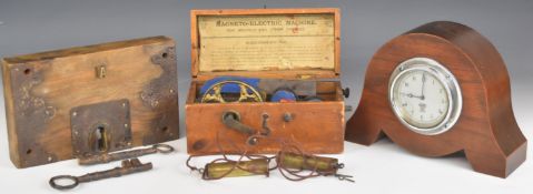 Mantel clock made from teak from H.M.S. Iron Duke, flagship at Jutland 1916, mounted with a Smiths