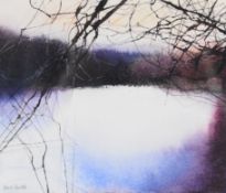 David Parfitt (b1943) watercolour Light Reflecting on a Lake in Winter, 13 x 14.5cm