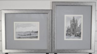 Rob Adams (b1954) Wapping Group of Artists, two ink and watercolours of Guerandé Cathedral and