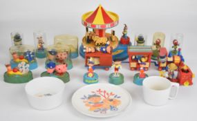 Magic Roundabout playground items, figures and Melamine breakfast ware, tallest 19cm