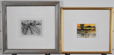 Felicity House (b1950) watercolour and pencil / charcoal entitled 'Fenscape' and Gordon Hales