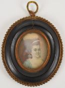 18thC portrait miniature on ivory, with ivory licence