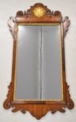 19thC mahogany wheatear mirror with shell surmount, 93 x 51cm