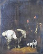 Attributed to Abraham Cooper (1787-1868) oil on board titled on reverse 'A Game Keeper’s Cottage'