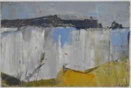 Elsa Taylor (b1943) oil on board entitled verso 'Coast', 12.5 x 19cm