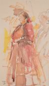 Tom Coates (b1941) RP, PPRDA, NEAL, RWS watercolour titled verso 'Lady of the Chorus', 17.5cm x 10cm