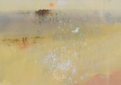 Leslie Worth (1923-2009) NEAL, RWA, RSBA watercolour labelled verso 'Swan in the Reeds', 17 x 24cm