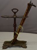 19th / 20thC cast iron stick / umbrella stand with carved Chinese stick, German / Austrian deer or