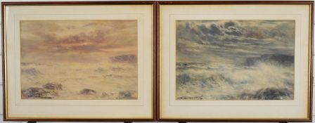 Victor Noble Rainbird (1889-1936) pair of watercolour seascapes 'End of the Day' and 'Moonlight',