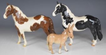 Beswick, Royal Doulton and Sylvac figures including Skewbald and Pinto horses, Beatrix Potter