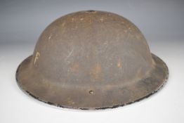 WW2 police 'Brodie' steel helmet with chin strap and liner, marked BMB 1939