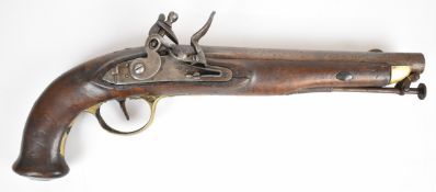 Sea Service or Constabulary flintlock holster pistol with lock stamped 'Tower' and with crown