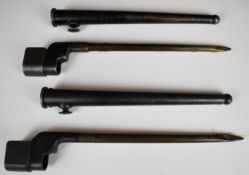 Two British No4 MKII spike bayonets, blade length 20cm, both with scabbards. PLEASE NOTE:- Before