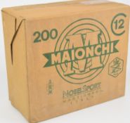 Two hundred 12 bore Maionchi M-Speed 36g nickel plated 6 shot shotgun cartridges, all in original