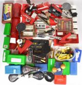 A collection of shotgun and rifle cartridge re-loading equipment for .38 Special, .44 Remington, .