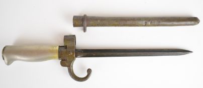 French WW1 trench fighting knife converted from an 1886 Lebel bayonet, retaining the downswept