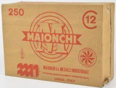 Two hundred and fifty 12 bore Maionchi steel skeet 9 shot shotgun cartridges, all in original boxes.