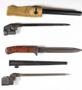 Two British spike bayonets, both with scabbards, one with frog, together with a Czechoslovakian