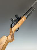 Theoben Mk I .22 PCP FAC air rifle with chequered semi-pistol grip, raised cheek piece, sound