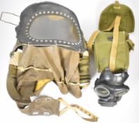 WW2 home front baby's gas mask / hood, together with military example dated 1944 with carry case and