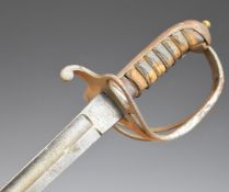 Near relic 1822 pattern Infantry officer's sword with three bar hilt and 89cm slightly curved single