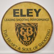 Eley wooden circular shop display or advertising sign 'Eley Leading Shooting Performance The Heart &