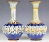 Pair of Royal Doulton pedestal vases, H20cm