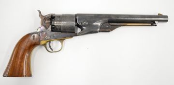 Unberti Model 1860 Army .44 six shot single action percussion revolver with engraved scenes of ships