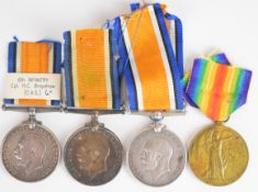 Four South Africa WW1 Medals comprising three War Medals named to Cpl C. E Sweeney 1st S.A Infantry,