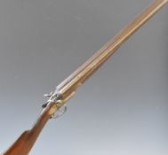 Deactivated unnamed 12 bore side by side shotgun with engraved scenes of birds to the locks and